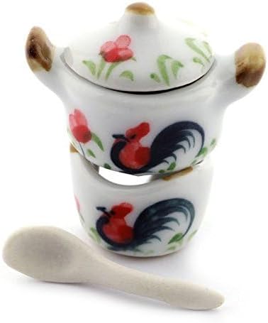 MyTinyWorld Dolls House Miniature Cockerel Motif Fondue Set