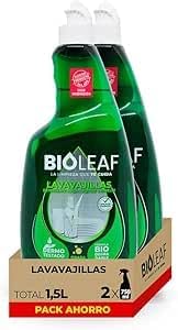 BIOLEAF – Dishwasher Manual Pack 2 × 750 ml (1.5 L) – Degreasing Concentrated Detergent – Brilliant and Easy Rinse Tableware – Biodegradable – Without Endocrine Disruptors