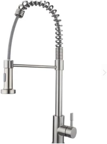 VOW® Kitchen Pull Down Sprayer Spring Kitchen Sink Mixer Tap | Single Lever with Pull Out Spray Commercial Kitchen Sink Tap Farmhouse Kitchen Faucet 360° Swivel Spout (Silver (Chrome))