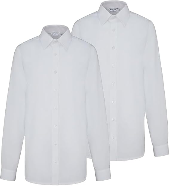 Trutex Boys Slim Fit White School Shirts 2 Pack