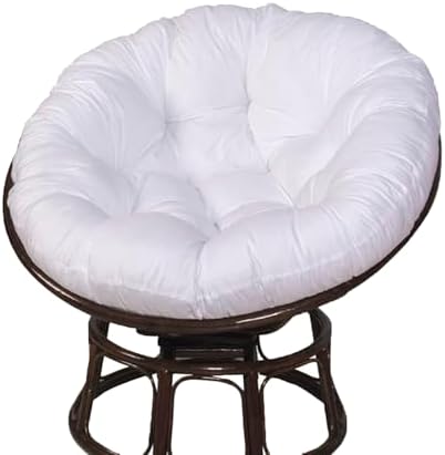 Salıncak Koltuk Minderi Sandalye Minderi, Yıkanabilir Salıncak Rattan Sandalye Minderi, Büyük Boy Yuvarlak Minder Kalın Rahat Ped (Sandalye Dahil Değildir) (Boyut: 140x140 cm/55x55in, Renk: Beyaz)