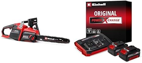 Einhell GP-LC 36/40 Li BL - Solo, Akülü Ağaç Kesme + Einhell 18V 2 x 4,0 Ah PXC Twincharger Kit, Akü & Şarj Cihazı