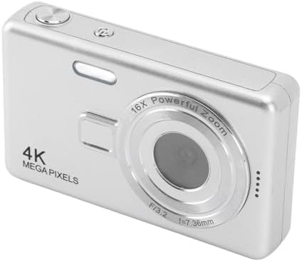 Digital Camera 50MP 1080P Kids Camera with 2.4 Inch TFT Screen 16x Zoom Auto Focus Vlogging Camera Compact Small Vintage Pocket Camera Gifts for Teenagers (Silver)