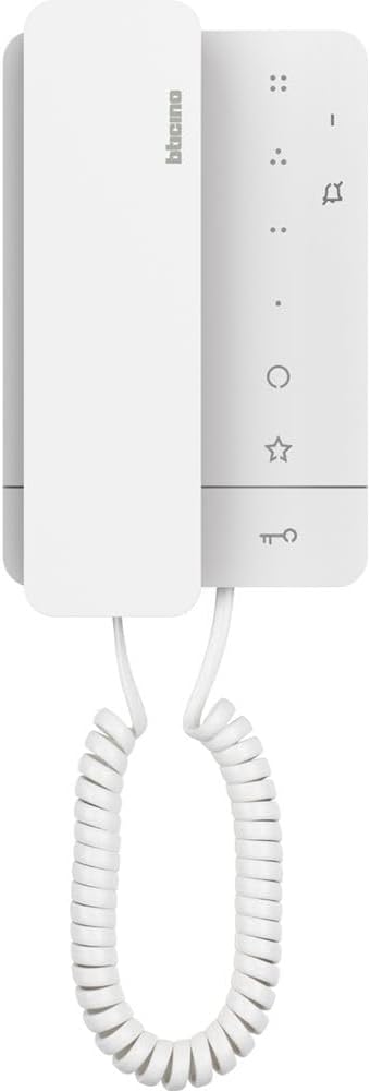 BTICINO Class 100 A16M Audio House Station with Handset for 2-Wire Door Intercom Systems with Door Function / Artzschaltung 3 Sensor Buttons 4 Freely Configured Buttons & 16 Melodic Calling Tones [Energy Class B]