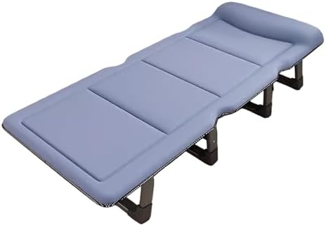 Portable Folding Bed，Camping Cots,Foldable Bed with Mattress Queen Camping Cot 4 Positions Adjustable Reclining Folding Camping Cot Sleeping Bed Cots for Adults Outdoor Portable Chaise(Blue,