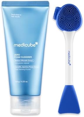 medicube Zero Pore Foaming Cleanser & Facial Brush: Sebo Control, Moisture Balance, Korean Skin Care