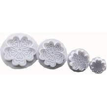 Heart Patterned Floral Print Injector Cookie Mold 4 Pieces