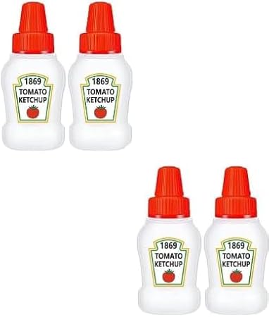 Mini Ketchup Bottles for Bento Box Accessories Spice Squeeze Bottles Empty Plastic Salad Dressing Containers Tomato Ketchup Spices Squirt Jar for Sauce Syrup 25ml Pack of 4