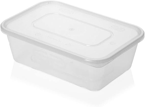 Crazee Deal Satco Plastic Containers with Lids, 500ml, Microwavable, Heavy Duty, Reusable (Pack of 50)
