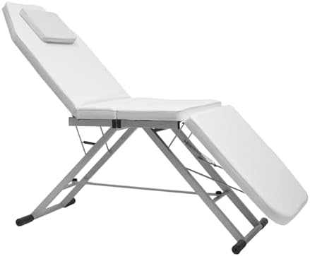Portable Massage Bed,Foldable Massage Table Portable Beauty Salon Chair 3 Section Adjustable Massage Table Professional PU Leather Beauty Spa Tattoo Lash Bed with Headrest, 250kg Load Capaci