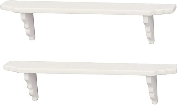2Pcs White Wall Mount Mini Shelf, 1:12 Scale Mini Wooden Storage Rack, Kitchen Diorama Scene Decor, DIY Scene Building Accessory