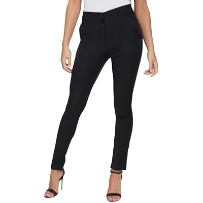 Girls Black School Trousers Women Work Office Skinny Stretch Trousers Sizes 6 8 10 12 14 16