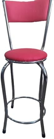 Sandalye ST 4565 BAR Yüksek Pembe FUŞYA 1ad Metal Çelik nikelaj Suni deri döşeme