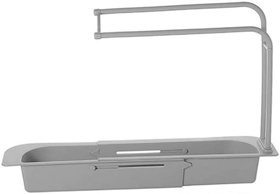 expandable storage drain basket Kitchen Sink Organizer, Telescopic Rack, Grey