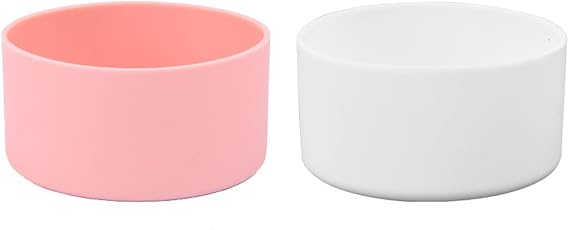 2 Pcs Protective Silicone Boot Compatible for Stanley Quencher Adventure 40oz Stanley IceFlow 20oz 30oz BPA-Free Anti-Slip Bottom Cover(White and Pink)