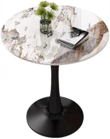 Modern Tulip Dining Table - Round Sintered Stone Marble Top (60/70/80cm) for Living Room & Office Stylish Metal Legs Elegant Furniture Decor (Size: 80cm Color: A)