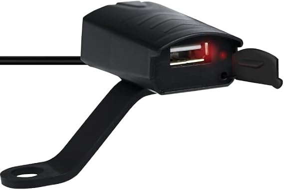 Coverzone USB Çıkışlı Sigortalı Motosiklet Gidon USB Şarj Aleti, 2V Motosiklet Bisiklete binme CD-3109 USB Koruma Tıpalı Motosiklet USB Şarj Cihazı Siyah