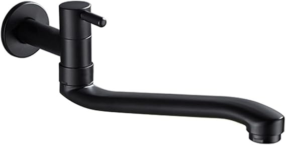 Extended Kitchen Faucet, 3 Sizes, Wall Mounted Cold Water Tap, 4-Point Rotatable Spout, 304 Stainless Steel, for Kitchen Sink and Mop Pool(21cm)