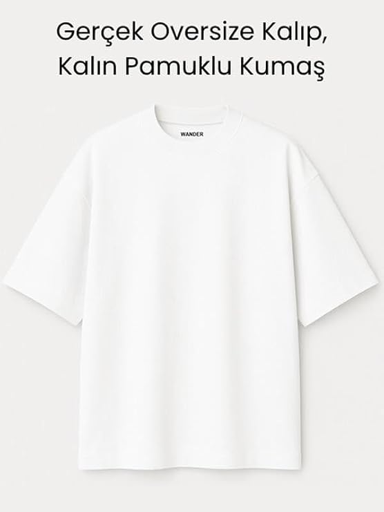 Gerçek Oversize | Baskısız Kalın Ağır Kumaşlı İlkbahar Mevsimlik Basic Tişört%100 Pamuklu T-Shirt