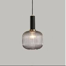 Rsylight Rustik Dekoratif Metal Modern Siyah Opal Füme Camlı Camlı Tekli Avize