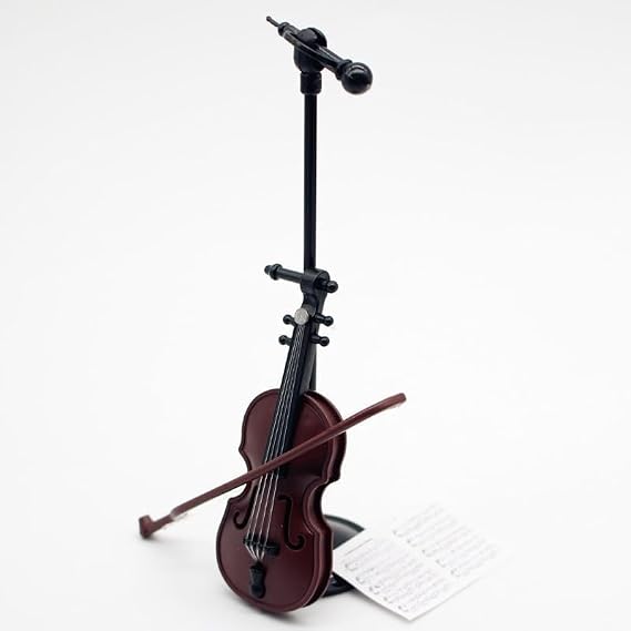 Miniature Violin Tiny Violin Mini Musical Instrument Miniature Model Dollhouse Furniture Craft Ornament for Dollhouse Fairy Garden Decoration