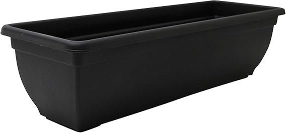 Long Rectangular Plastic Trough Planters, Black/ Trough/Windowsill Herbs Planters | Weather-Resistant, Outdoor/Indoor Balcony Patio Flower Fruits Pots | Plant Pots for Garden (1, 60CM Large)