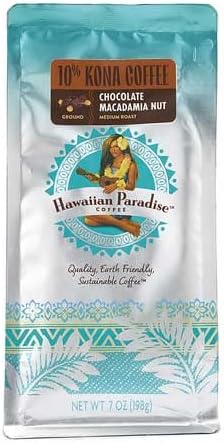 Hawaiian Paradise Coffee 10% Kona Chocolate Macadamia 6.7 oz 198 g