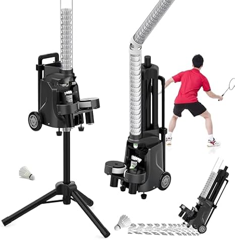 Automatic Badminton Pitching Machine, Adjustable Angle Shuttlecock Launcher for Gym Training and Athletic Exercise
