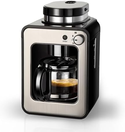 Coffee Machine Fully Automatic, Grinder and Brewer Combo, Mini Portable Espresso Maker with Ground or Whole Beans, Compact Coffee Maker