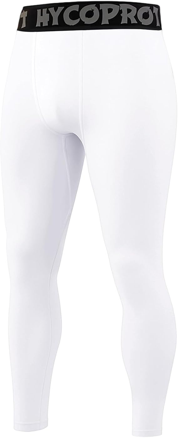 HYCOPROT Men's Compression Trousers Tights Athletic Cool Dry Leggings Breathable Lightweight Training Pants Performance Workout Personalised Designs Base Layer Pants for Basketball Running Sports Yoga