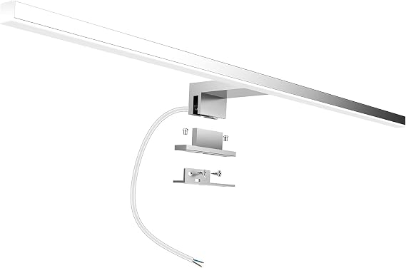 Led Mirror Light Bathroom 10W 820LM 60cm 230V 4000K,Stainless Steel 3-in-1 IP44 Class II Slim 300mm Bath Mirror Lamp,No Flicker, Mirror Front/Cabinet/Wall Lighting Neutral White 600mm [Energy Class D]