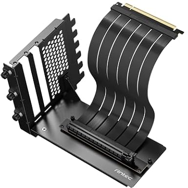 Antec PCIe 5.0 Riser Kablo ve Dikey GPU Braketi, RTX50 Uyumlu, 200mm, 32 GT/s, 90° Dikey Montaj Kiti, Siyah
