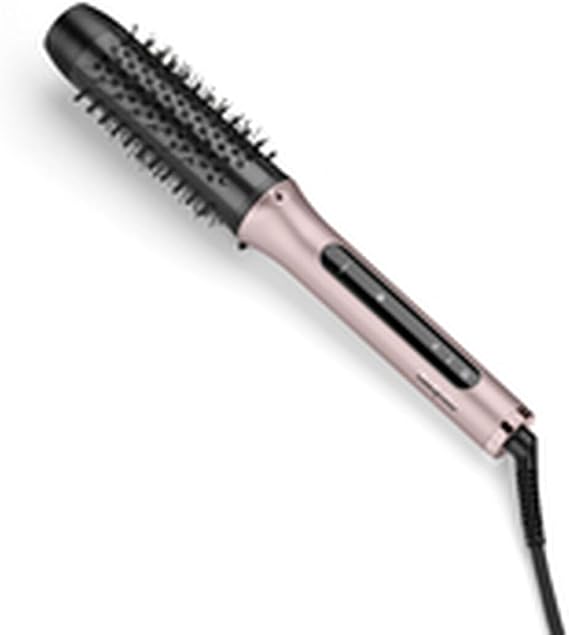 BaByliss Volume Boost Thermal Hot Brush - 38mm Barrel Heated Curling Brush, Ionic Frizz-Control, 4 Heat Settings, Multi-Voltage, Pink/Black, HSB200U