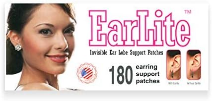 EarLite 180 (60 Ea X 3 packs) Invisible Earring Ear-Lobe Support Waterproof Patches in ZipLock Pouch …
