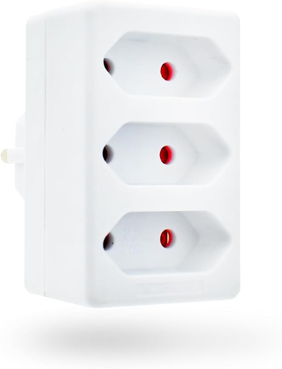 3-Way Socket Adaptor 3x Euro White Multiple Plug Multiple Socket
