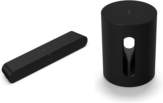 Dolby DTS Compatible Compact Sound Bar and Mini Subwoofer Set Sonos Soundbar Ray Black + Subwoofer Sub Mini Black