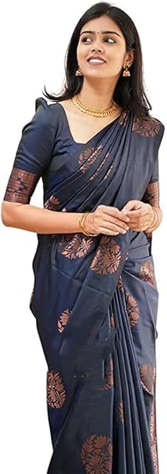 Textile Women's Banarasi Soft Silk Saree With Unstitched Blouse Piece (Free Size)