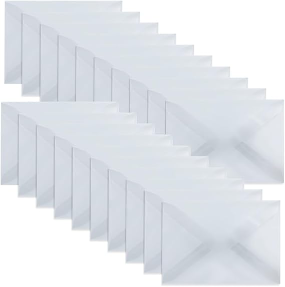 WYAN 20 Pcs Translucent Envelopes,Blank Paper Envelope Bag, Mini Envelopes