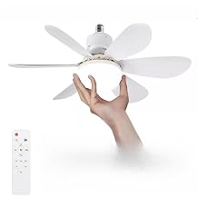 LED Ceiling Fan with Lights,E27 Fan Lights with Remote Control, 3 Speeds,Timing,Dimmable for Bedroom, Bathroom, Kitchen (White) [Energy Class A++]