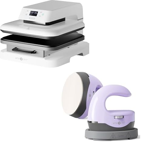HTVRONT Auto Heat Press Machine for T Shirts with Auto Release, 15X15INCH + HTVRONT Portable Mini Heat Press Machine for T Shirts Hats Heat Transfer