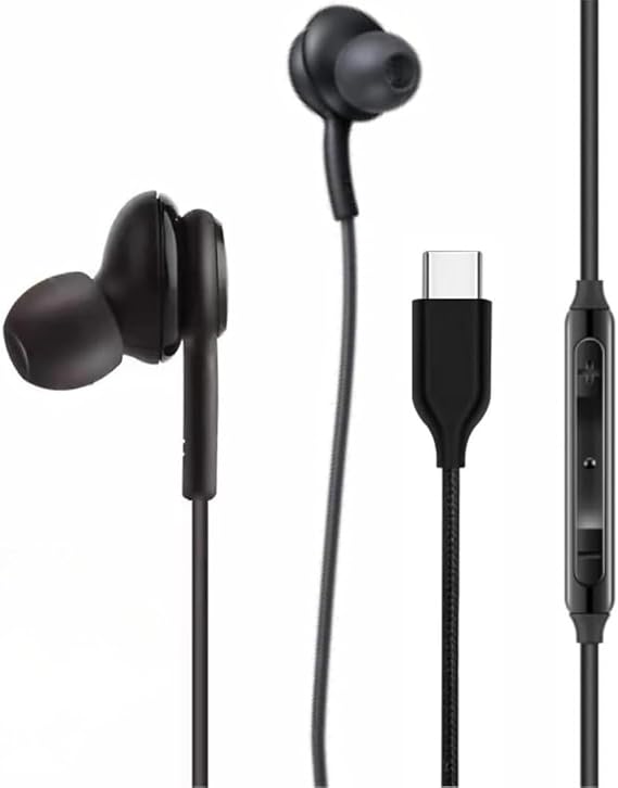 Type-C Kablolu Kulak İçi Kulaklık – Gürültü Önleyici Mikrofon, Dahili Ses Kontrol, Ergonomik Silikon Uçlar, HD Stereo Ses, Tüm Type-C Cihazlarla Uyumlu (Siyah)