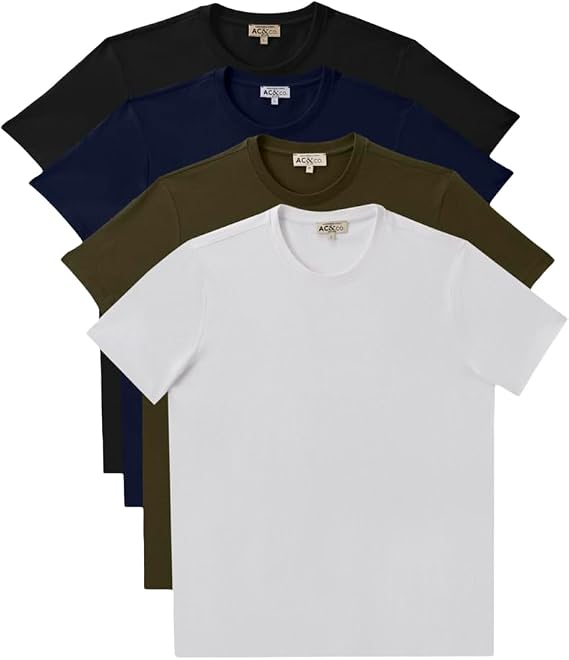 AC&Co / Altınyıldız Classics Slim Fit 4'lü Tişört Paket, Renk Beyaz-Siyah-Lacivert-Haki, Beden S S