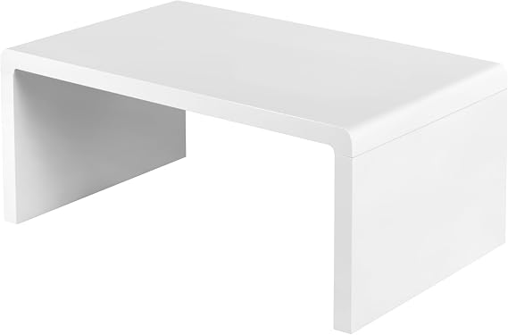 Charles Jacobs White High Gloss Rectangular Coffee Table - Modern Home Minimalist Living Room - 100cm