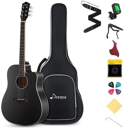 Donner DAG-1CB Cutaway Akustik Gitar Seti (Siyah)