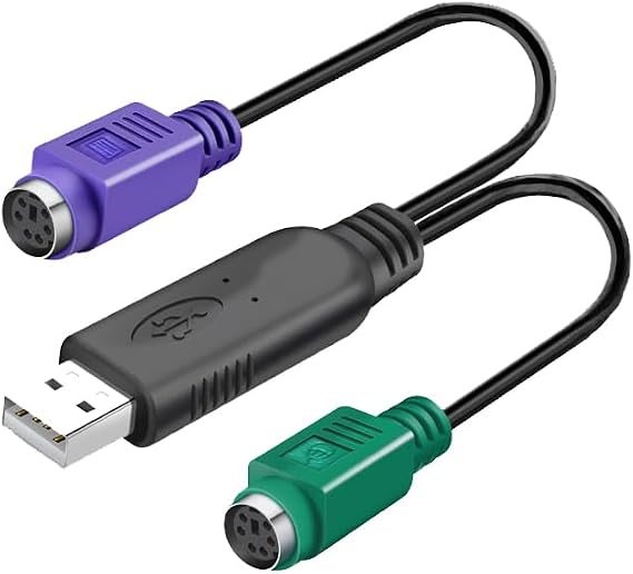 Ps2 - Usbアダプター キーボードマウスアダプター、ps2 - Usbケーブル内蔵チップ、プラグアンドプレイ駆動不要ブラック