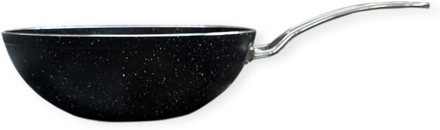 28 Cm Döküm Granit Wok Tava Metal Saplı
