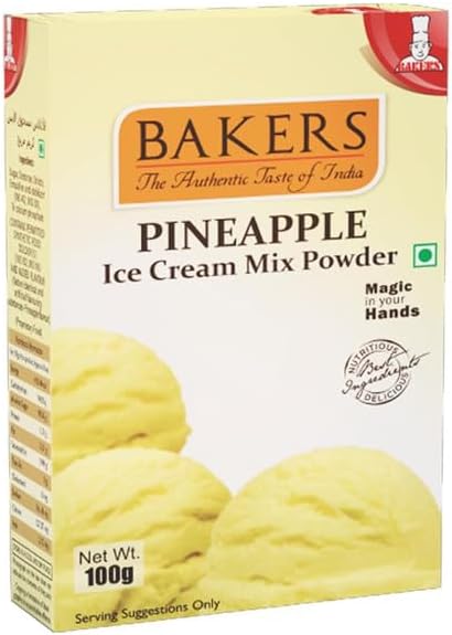 BAKERS Classic & Delightful Pineapple Ice Cream Powder, Easy to Make No Sugar Needed Perfect Dessert Mix - 100g (Pack Of 1)