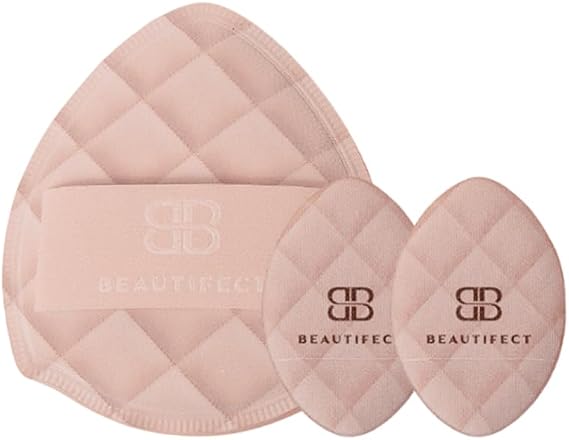 Powder Puff Set, Beautifect Cloudlets Makeup Puffs, 1 Large Cloud Puff and 2 Mini Puffs, Rubycell Foundation and Setting Powder Applicators with Case