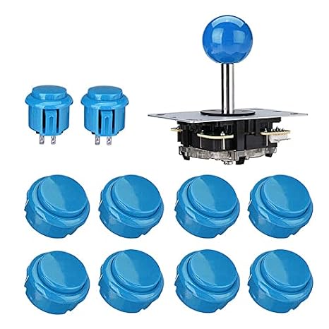 Arcade Game Controller Joystick Kits ABS Zero Delay Game Joystick Arcade Buttons for PC Windows MAME Pi (Blue)