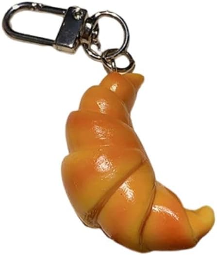 Simulation Croissant Keychain, Car Mini Food Model Pendant Keyring, Funny Croissant Keychain Backpack Decor Hanging Accessory